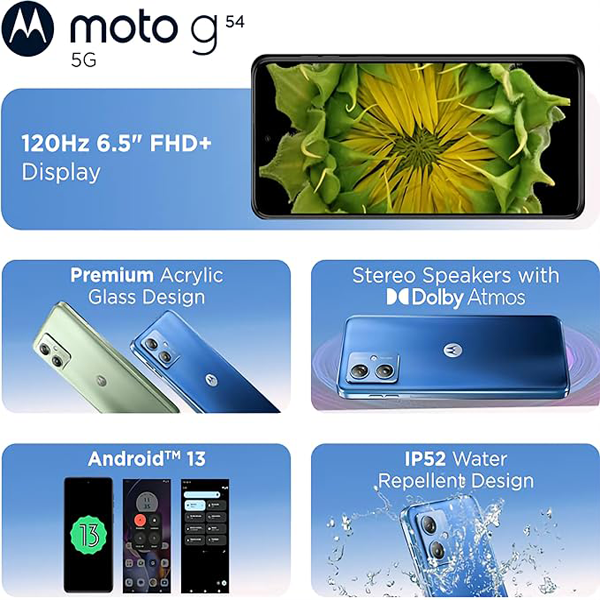 Buy Motorola G54 5G 8 GB RAM 128 GB Pearl Blue Mobile Phone - Vasanth and Co